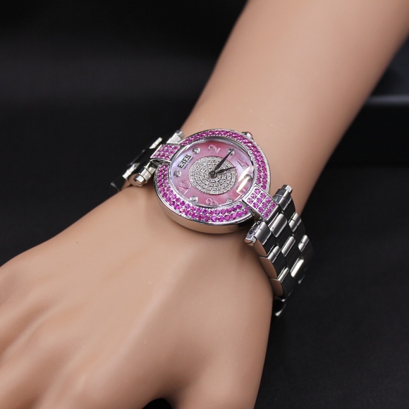 Pink Sapphire Diamond 3.28 Tcw Unisex Luxury Watch main image 7